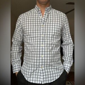 J. Crew Gray and White Checkered Button Down Shirt